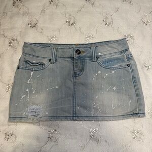 vintage y2k refuge paint splatter denim mini skirt – size 3